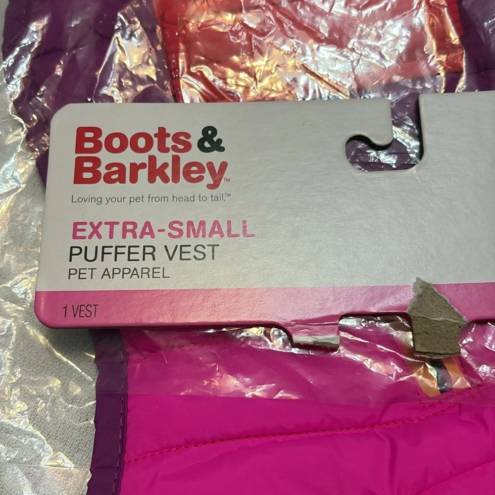 Boots & Barkley Dog Quilted Puffer Jacket Size XS Pink & Purple Colorblock 10 LB